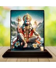 Car Dashboard Hanuman Wooden Photo Stand  3x4 Inches, Compact & Stylish Spiritual Display For Car, Home & Office (Pack Of 1) (F48776)