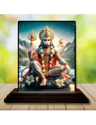 Car Dashboard Hanuman Wooden Photo Stand  3x4 Inches, Compact & Stylish Spiritual Display For Car, Home & Office (Pack Of 1) (F48776)