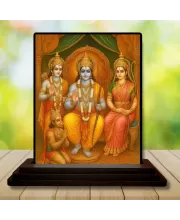 Car Dashboard Lord Ram Darbar Wooden Photo Stand  3x4 Inches, Compact & Stylish Spiritual Display For Car, Home & Office (Pack Of 1) (F48779)