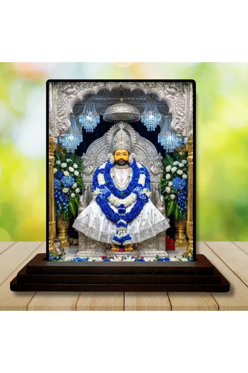 Car Dashboard Sai Baba Wooden Photo Stand  3x4 Inches, Compact & Stylish Spiritual Display For Car, Home & Office (Pack Of 1) (F48780)