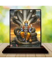 Car Dashboard Vishnu Wooden Photo Stand  3x4 Inches, Compact & Stylish Spiritual Display For Car, Home & Office (Pack Of 1) (F48781)
