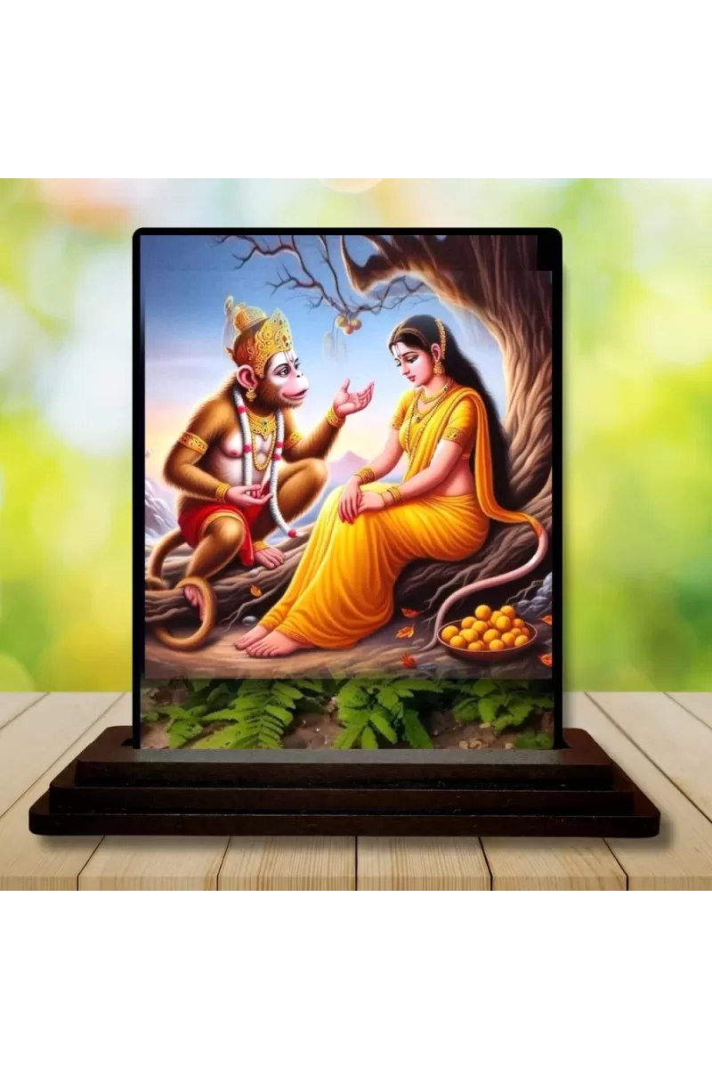 Car Dashboard Hanuman Wooden Photo Stand  3x4 Inches, Compact & Stylish Spiritual Display For Car, Home & Office (Pack Of 1) (F48782)