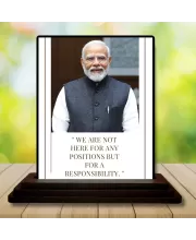 Car Dashboard Narendra Modi Wooden Photo Stand  3x4 Inches, Compact & Stylish Spiritual Display For Car, Home & Office (Pack Of 1) (F48792)