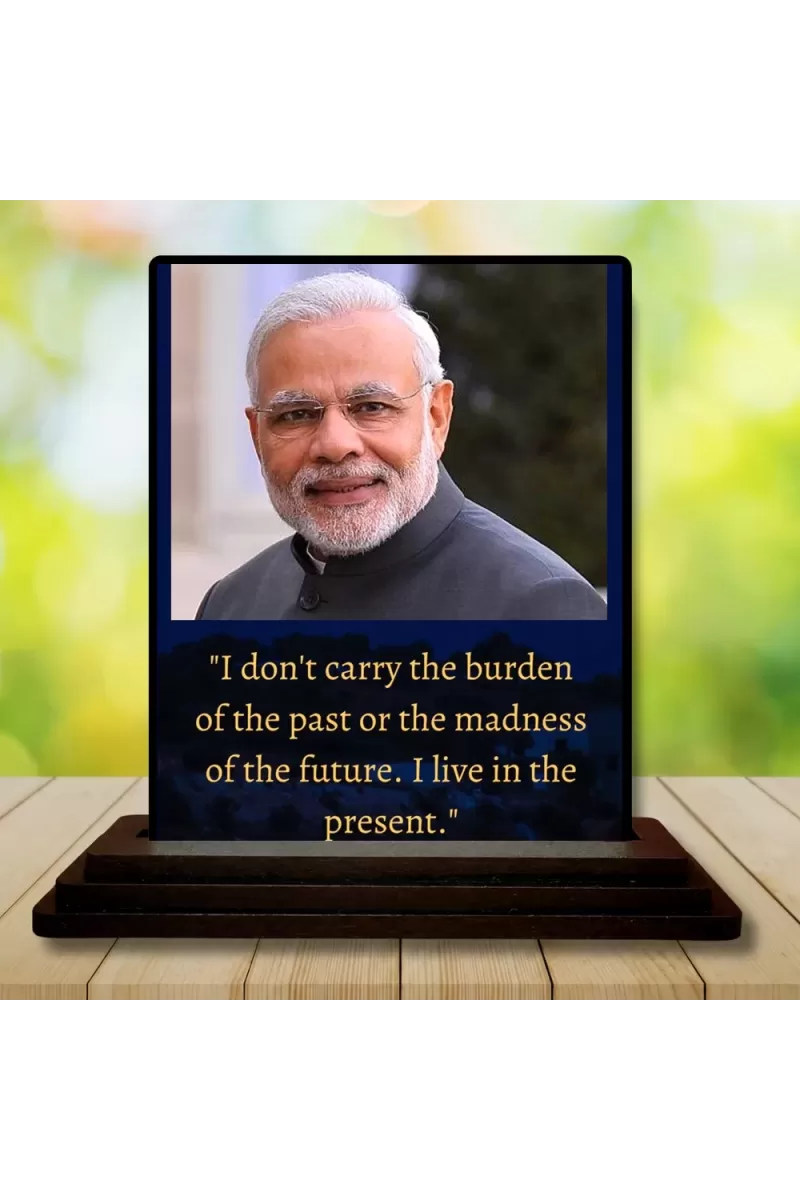 Car Dashboard Narendra Modi Wooden Photo Stand  3x4 Inches, Compact & Stylish Spiritual Display For Car, Home & Office (Pack Of 1) (F48796)