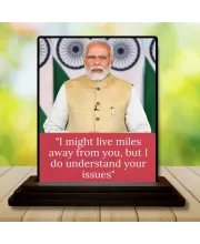 Car Dashboard Narendra Modi Wooden Photo Stand  3x4 Inches, Compact & Stylish Spiritual Display For Car, Home & Office (Pack Of 1) (F48797)