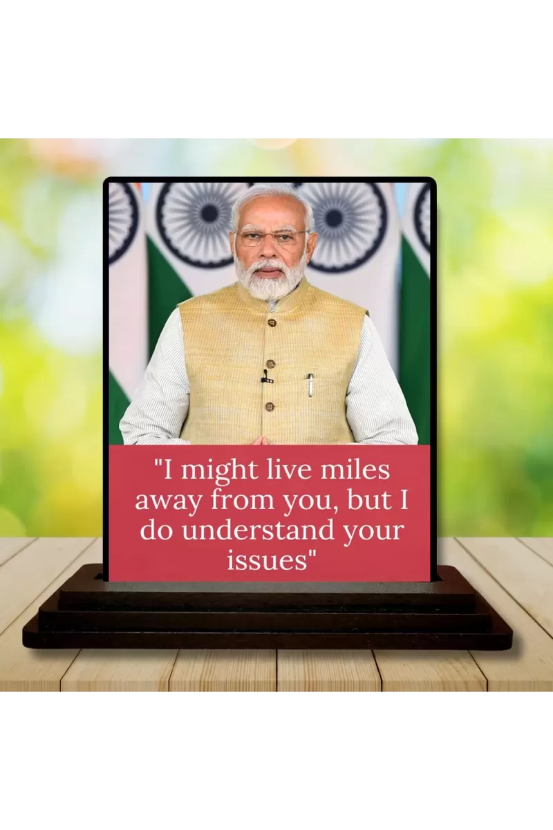 Car Dashboard Narendra Modi Wooden Photo Stand  3x4 Inches, Compact & Stylish Spiritual Display For Car, Home & Office (Pack Of 1) (F48797)