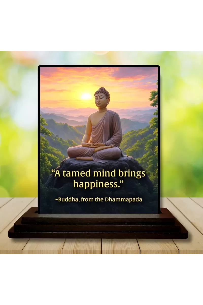 Car Dashboard Gautama Buddha Wooden Photo Stand  3x4 Inches, Compact & Stylish Spiritual Display For Car, Home & Office (Pack Of 1) (F48800)