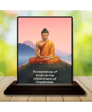 Car Dashboard Gautama Buddha Wooden Photo Stand  3x4 Inches, Compact & Stylish Spiritual Display For Car, Home & Office (Pack Of 1) (F48801)