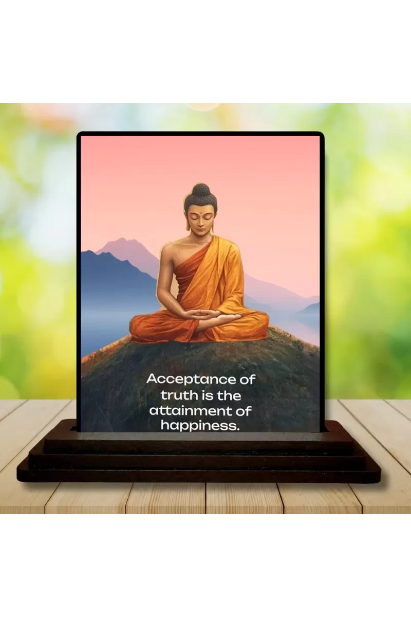 Car Dashboard Gautama Buddha Wooden Photo Stand  3x4 Inches, Compact & Stylish Spiritual Display For Car, Home & Office (Pack Of 1) (F48801)