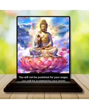 Car Dashboard Gautama Buddha Wooden Photo Stand  3x4 Inches, Compact & Stylish Spiritual Display For Car, Home & Office (Pack Of 1) (F48802)