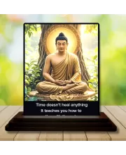 Car Dashboard Gautama Buddha Wooden Photo Stand  3x4 Inches, Compact & Stylish Spiritual Display For Car, Home & Office (Pack Of 1) (F48803)