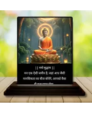 Car Dashboard Gautama Buddha Wooden Photo Stand  3x4 Inches, Compact & Stylish Spiritual Display For Car, Home & Office (Pack Of 1) (F48804)