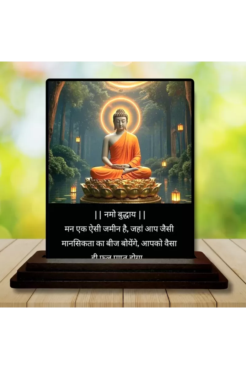 Car Dashboard Gautama Buddha Wooden Photo Stand  3x4 Inches, Compact & Stylish Spiritual Display For Car, Home & Office (Pack Of 1) (F48804)