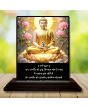 Car Dashboard Gautama Buddha Wooden Photo Stand  3x4 Inches, Compact & Stylish Spiritual Display For Car, Home & Office (Pack Of 1) (F48805)