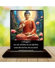 Car Dashboard Gautama Buddha Wooden Photo Stand  3x4 Inches, Compact & Stylish Spiritual Display For Car, Home & Office (Pack Of 1) (F48806)