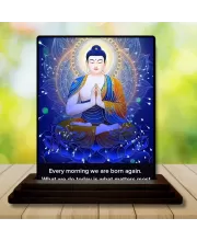 Car Dashboard Gautama Buddha Wooden Photo Stand  3x4 Inches, Compact & Stylish Spiritual Display For Car, Home & Office (Pack Of 1) (F48807)