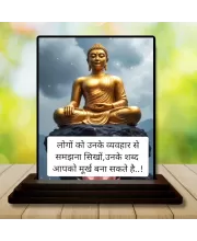 Car Dashboard Gautama Buddha Wooden Photo Stand  3x4 Inches, Compact & Stylish Spiritual Display For Car, Home & Office (Pack Of 1) (F48809)