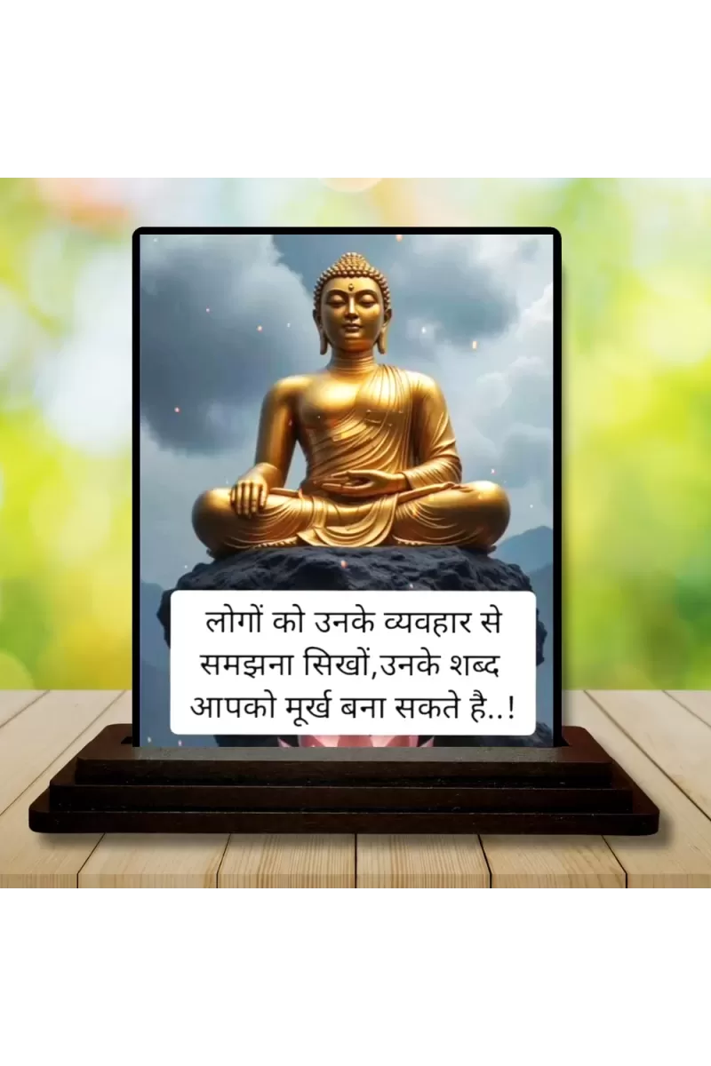 Car Dashboard Gautama Buddha Wooden Photo Stand  3x4 Inches, Compact & Stylish Spiritual Display For Car, Home & Office (Pack Of 1) (F48809)