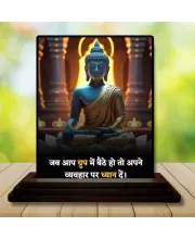 Car Dashboard Gautama Buddha Wooden Photo Stand  3x4 Inches, Compact & Stylish Spiritual Display For Car, Home & Office (Pack Of 1) (F48812)