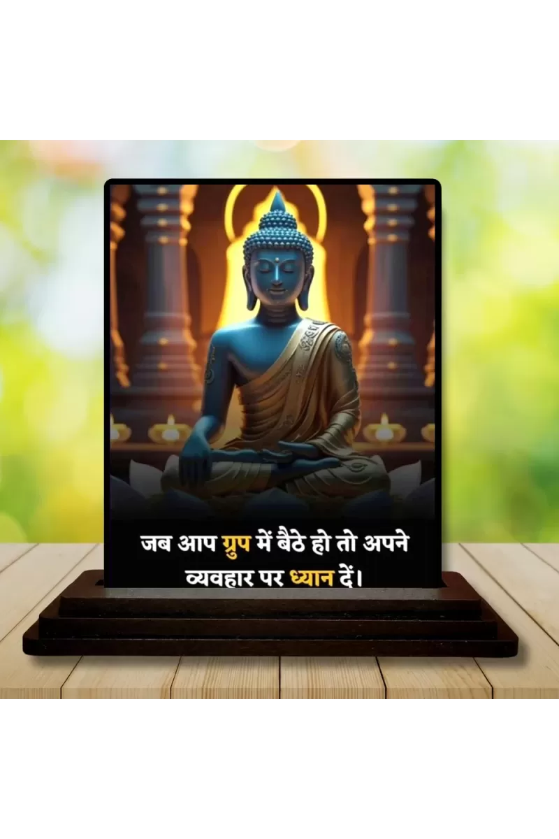 Car Dashboard Gautama Buddha Wooden Photo Stand  3x4 Inches, Compact & Stylish Spiritual Display For Car, Home & Office (Pack Of 1) (F48812)