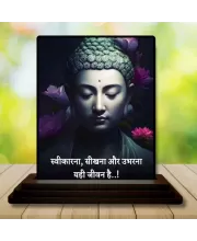 Car Dashboard Gautama Buddha Wooden Photo Stand  3x4 Inches, Compact & Stylish Spiritual Display For Car, Home & Office (Pack Of 1) (F48814)
