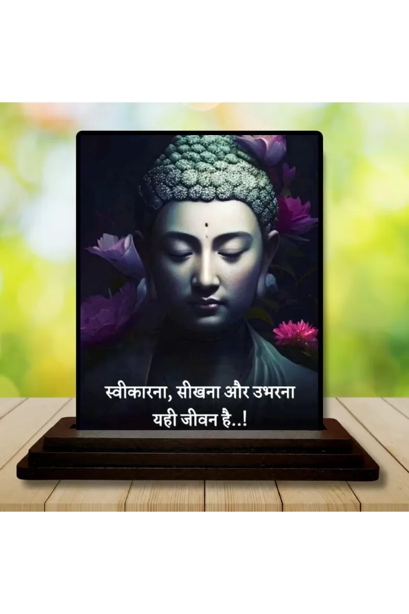 Car Dashboard Gautama Buddha Wooden Photo Stand  3x4 Inches, Compact & Stylish Spiritual Display For Car, Home & Office (Pack Of 1) (F48814)