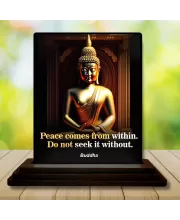 Car Dashboard Gautama Buddha Wooden Photo Stand  3x4 Inches, Compact & Stylish Spiritual Display For Car, Home & Office (Pack Of 1) (F48815)