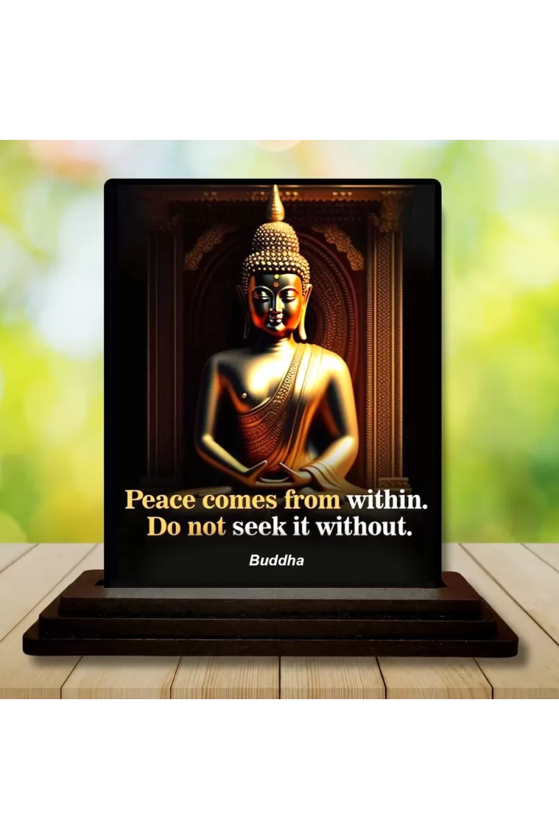 Car Dashboard Gautama Buddha Wooden Photo Stand  3x4 Inches, Compact & Stylish Spiritual Display For Car, Home & Office (Pack Of 1) (F48815)
