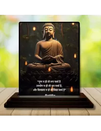 Car Dashboard Gautama Buddha Wooden Photo Stand  3x4 Inches, Compact & Stylish Spiritual Display For Car, Home & Office (Pack Of 1) (F48816)