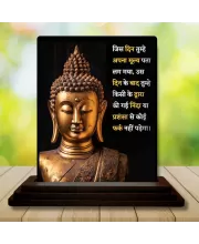Car Dashboard Gautama Buddha Wooden Photo Stand  3x4 Inches, Compact & Stylish Spiritual Display For Car, Home & Office (Pack Of 1) (F48817)