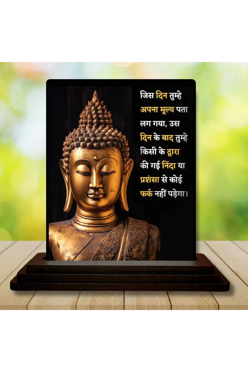 Car Dashboard Gautama Buddha Wooden Photo Stand  3x4 Inches, Compact & Stylish Spiritual Display For Car, Home & Office (Pack Of 1) (F48817)