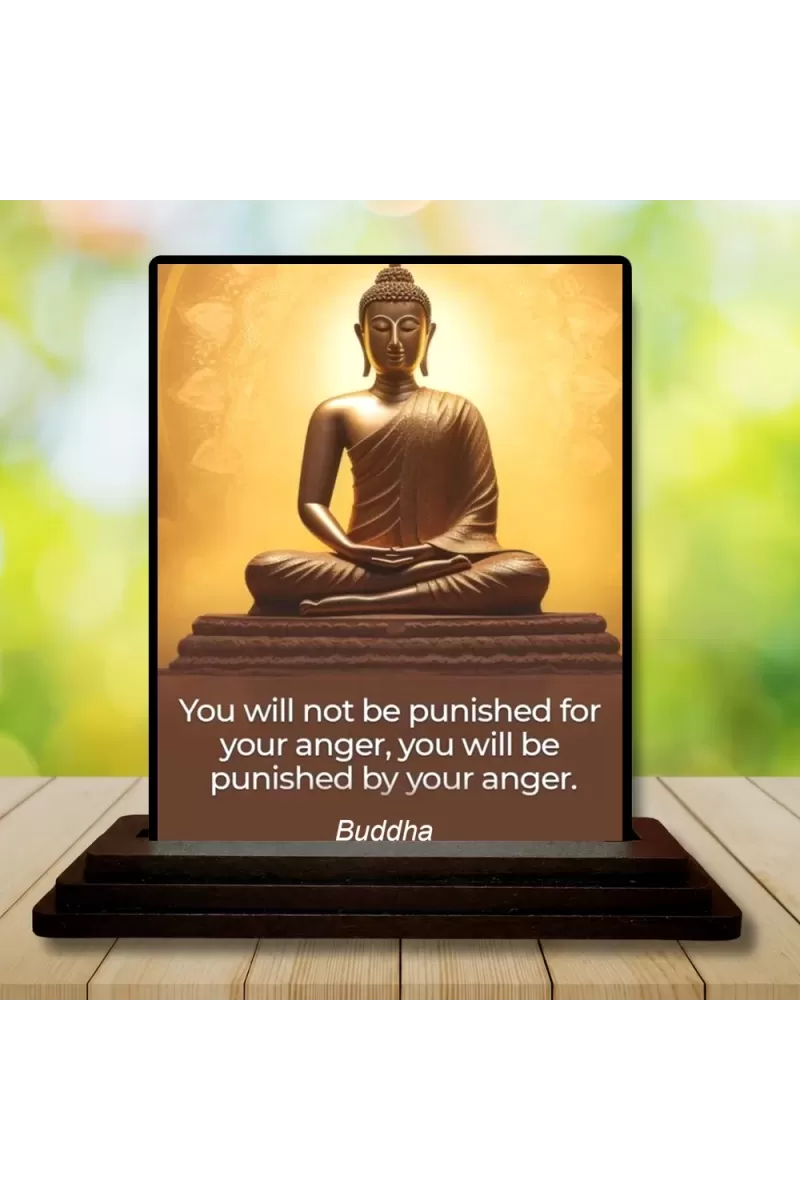 Car Dashboard Gautama Buddha Wooden Photo Stand  3x4 Inches, Compact & Stylish Spiritual Display For Car, Home & Office (Pack Of 1) (F48818)