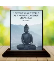 Car Dashboard Gautama Buddha Wooden Photo Stand  3x4 Inches, Compact & Stylish Spiritual Display For Car, Home & Office (Pack Of 1) (F48819)
