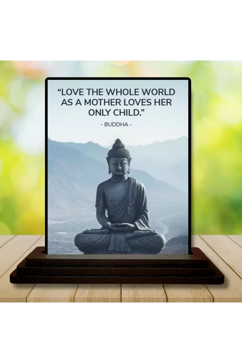 Car Dashboard Gautama Buddha Wooden Photo Stand  3x4 Inches, Compact & Stylish Spiritual Display For Car, Home & Office (Pack Of 1) (F48819)
