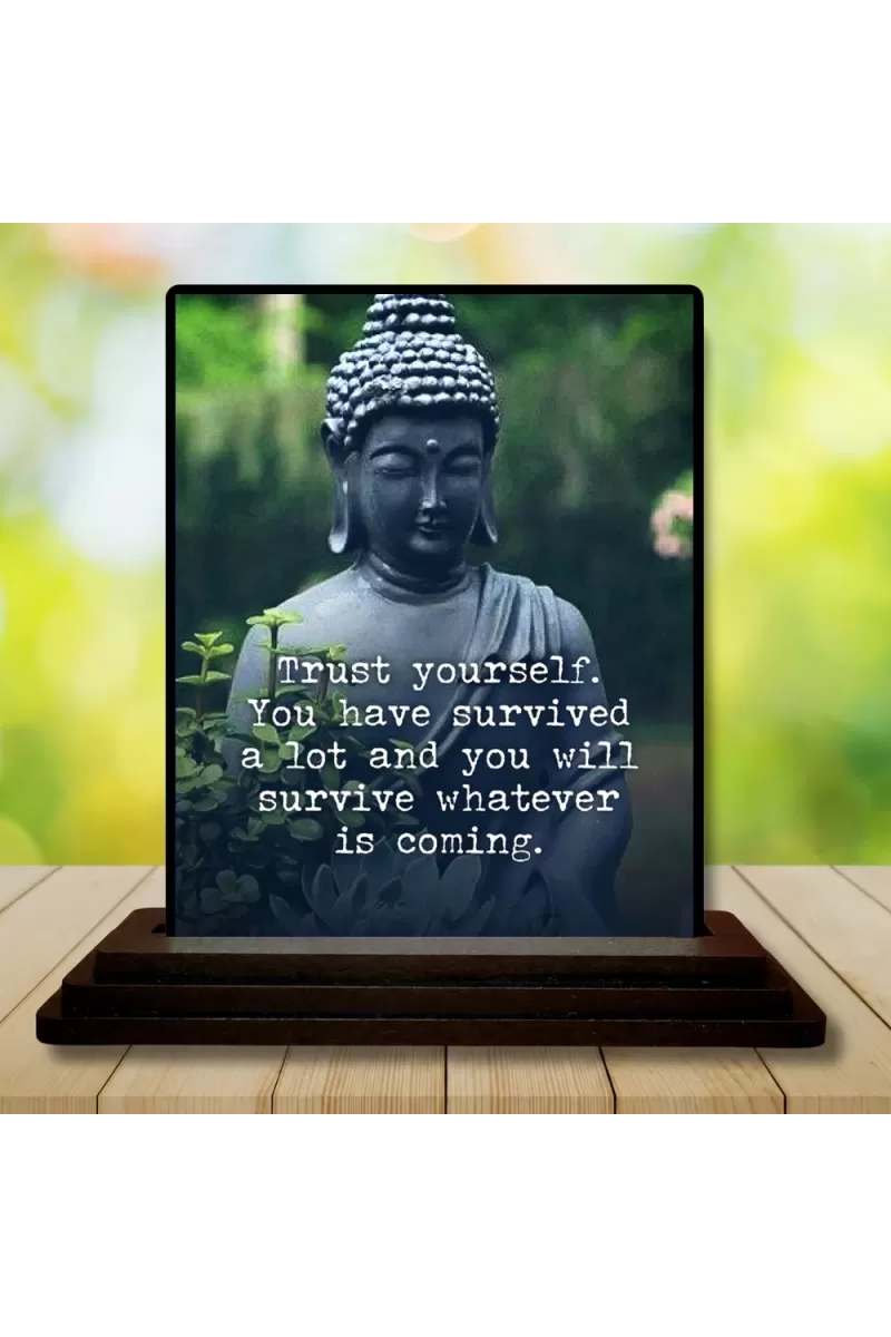 Car Dashboard Gautama Buddha Wooden Photo Stand  3x4 Inches, Compact & Stylish Spiritual Display For Car, Home & Office (Pack Of 1) (F48820)