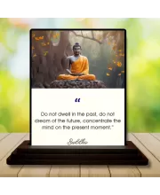 Car Dashboard Gautama Buddha Wooden Photo Stand  3x4 Inches, Compact & Stylish Spiritual Display For Car, Home & Office (Pack Of 1) (F48822)