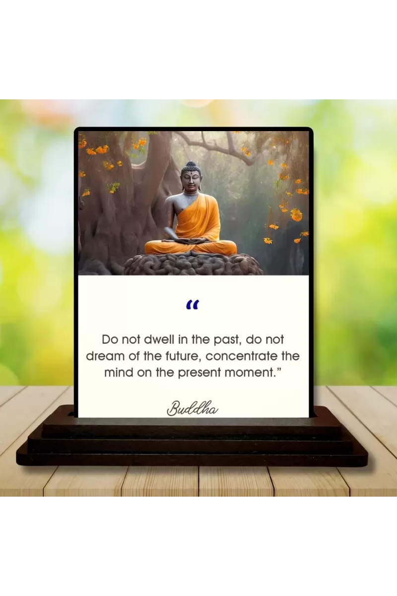 Car Dashboard Gautama Buddha Wooden Photo Stand  3x4 Inches, Compact & Stylish Spiritual Display For Car, Home & Office (Pack Of 1) (F48822)