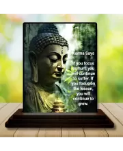 Car Dashboard Gautama Buddha Wooden Photo Stand  3x4 Inches, Compact & Stylish Spiritual Display For Car, Home & Office (Pack Of 1) (F48824)