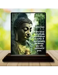 Car Dashboard Gautama Buddha Wooden Photo Stand  3x4 Inches, Compact & Stylish Spiritual Display For Car, Home & Office (Pack Of 1) (F48824)