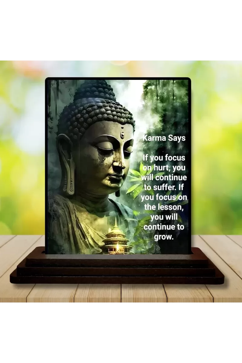 Car Dashboard Gautama Buddha Wooden Photo Stand  3x4 Inches, Compact & Stylish Spiritual Display For Car, Home & Office (Pack Of 1) (F48824)