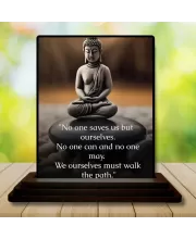 Car Dashboard Gautama Buddha Wooden Photo Stand  3x4 Inches, Compact & Stylish Spiritual Display For Car, Home & Office (Pack Of 1) (F48825)