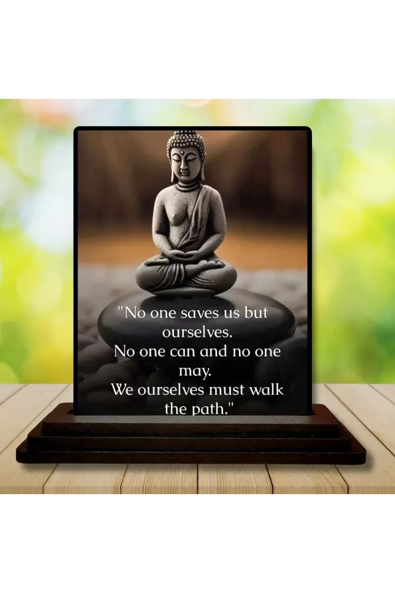 Car Dashboard Gautama Buddha Wooden Photo Stand  3x4 Inches, Compact & Stylish Spiritual Display For Car, Home & Office (Pack Of 1) (F48825)