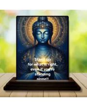 Car Dashboard Gautama Buddha Wooden Photo Stand  3x4 Inches, Compact & Stylish Spiritual Display For Car, Home & Office (Pack Of 1) (F48826)