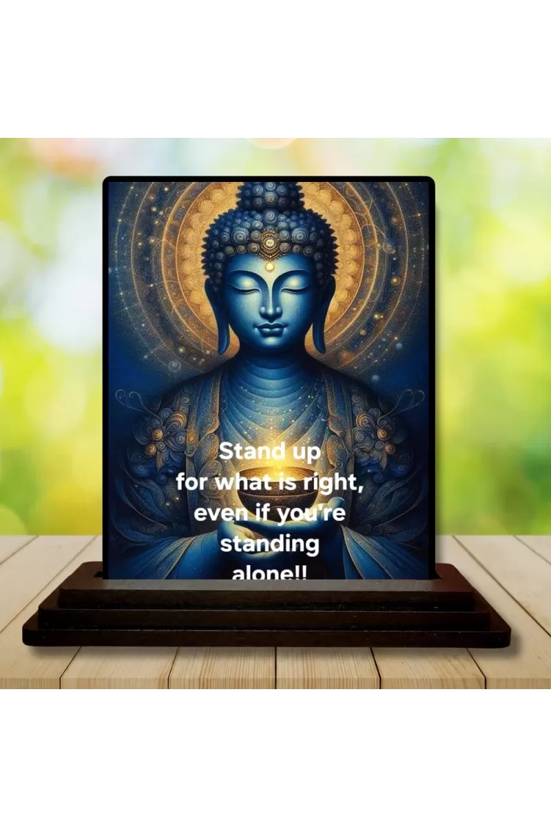 Car Dashboard Gautama Buddha Wooden Photo Stand  3x4 Inches, Compact & Stylish Spiritual Display For Car, Home & Office (Pack Of 1) (F48826)