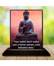 Car Dashboard Gautama Buddha Wooden Photo Stand  3x4 Inches, Compact & Stylish Spiritual Display For Car, Home & Office (Pack Of 1) (F48827)
