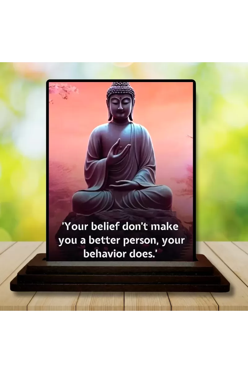Car Dashboard Gautama Buddha Wooden Photo Stand  3x4 Inches, Compact & Stylish Spiritual Display For Car, Home & Office (Pack Of 1) (F48827)