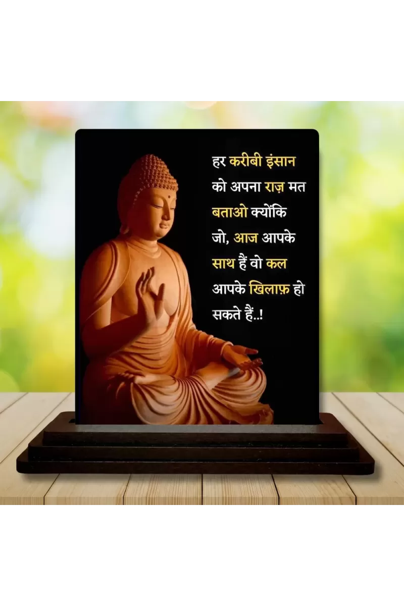 Car Dashboard Gautama Buddha Wooden Photo Stand  3x4 Inches, Compact & Stylish Spiritual Display For Car, Home & Office (Pack Of 1) (F48828)