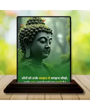 Car Dashboard Gautama Buddha Wooden Photo Stand  3x4 Inches, Compact & Stylish Spiritual Display For Car, Home & Office (Pack Of 1) (F48829)