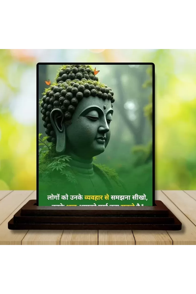 Car Dashboard Gautama Buddha Wooden Photo Stand  3x4 Inches, Compact & Stylish Spiritual Display For Car, Home & Office (Pack Of 1) (F48829)