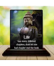 Car Dashboard Gautama Buddha Wooden Photo Stand  3x4 Inches, Compact & Stylish Spiritual Display For Car, Home & Office (Pack Of 1) (F48830)